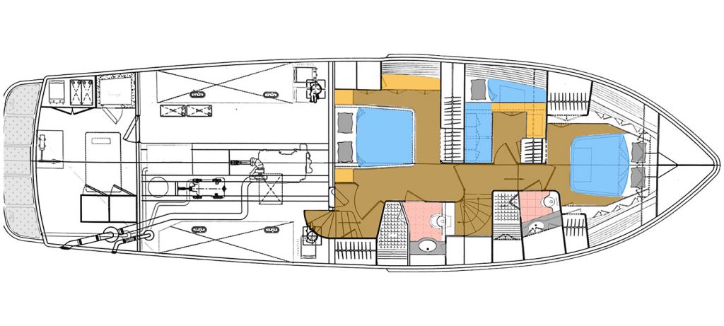 LAYOUT: Lower Deck – Engine Room, Staterooms, Heads